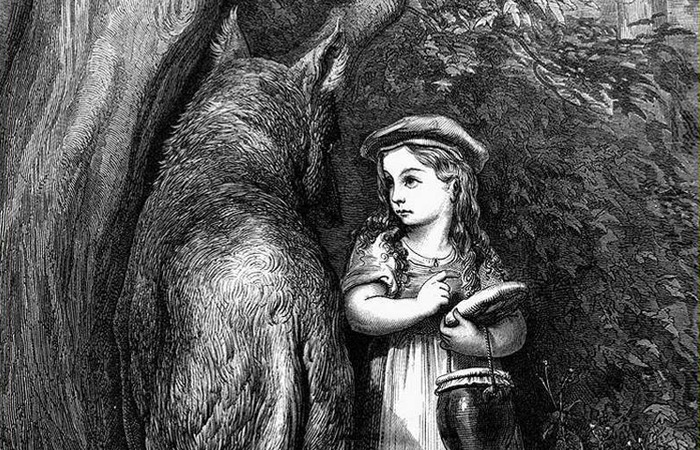 Gravures de Gustave Doré © D.R. représentant la petite fille et le loup